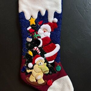 Festive Christmas Stocking with Santa and Bear
